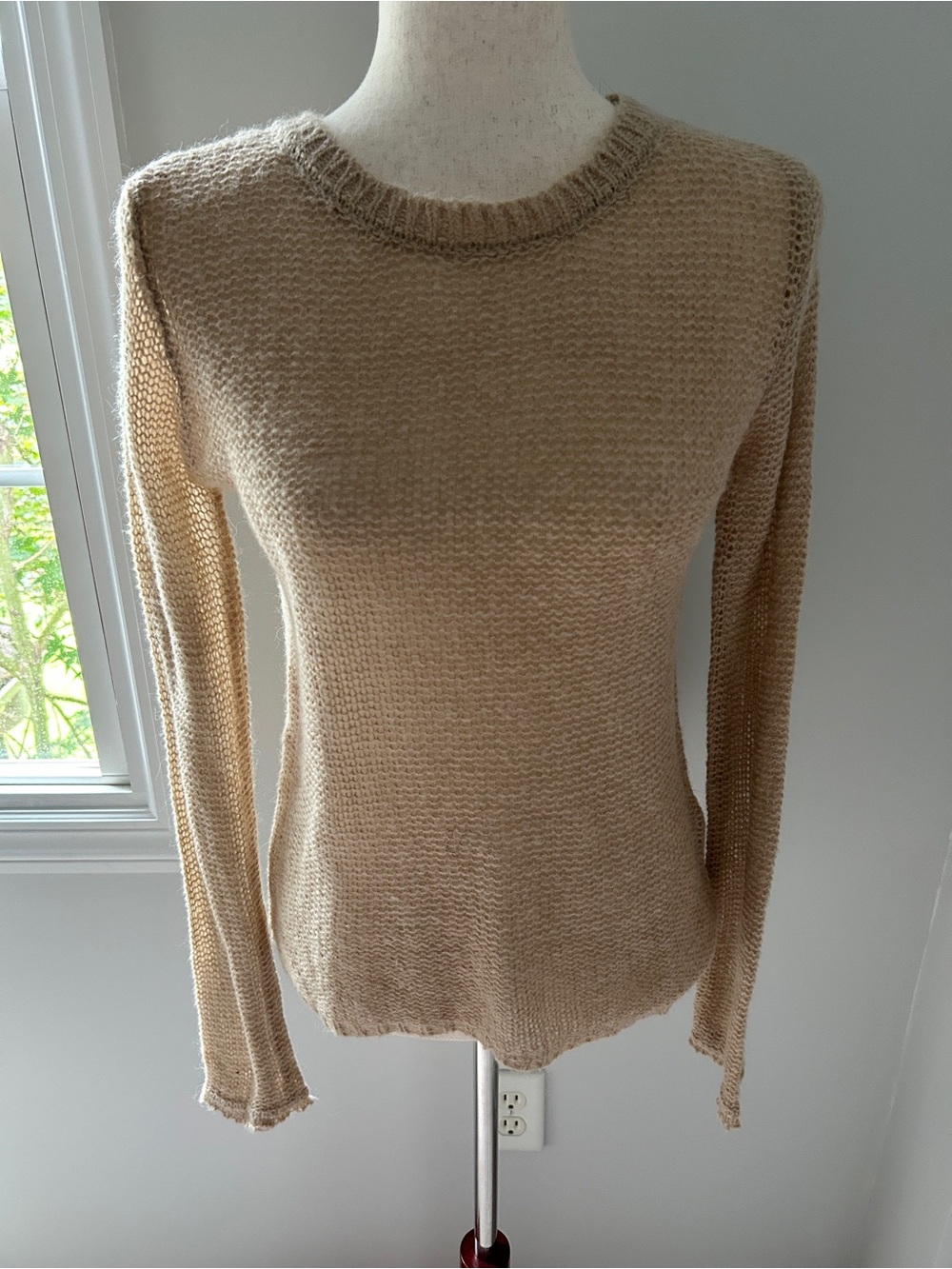 Zara Beige Crewneck Scoop Knit Sweater